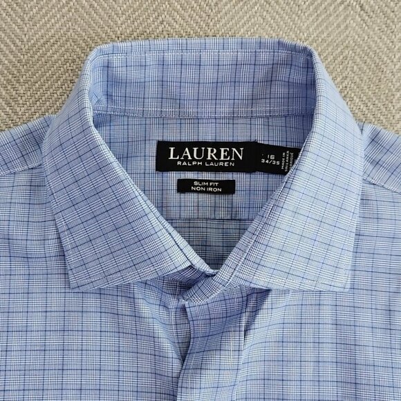 Lauren Ralph Lauren Button-Up Shirt 16 34/35 Blue Label Quiet Luxury Slim Fit - Picture 12 of 16